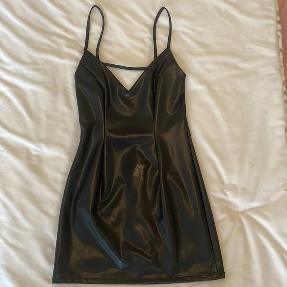 Sky To Moon | Dresses | Black Vegan Leather Mini Bodycon Dress | Poshmark